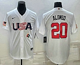 Men's USA Baseball #20 Pete Alonso 2023 White World Baseball Classic Stitched Jersey,baseball caps,new era cap wholesale,wholesale hats